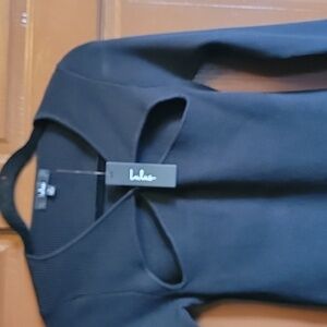 Lulus-Blk. stretchy ribbed long sleeved cut out sweater L. NWT.